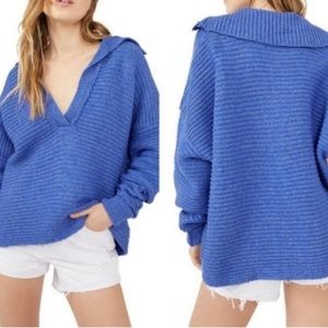Free People Marlie Pullover Sweater NWT Dazzling Blue Medium